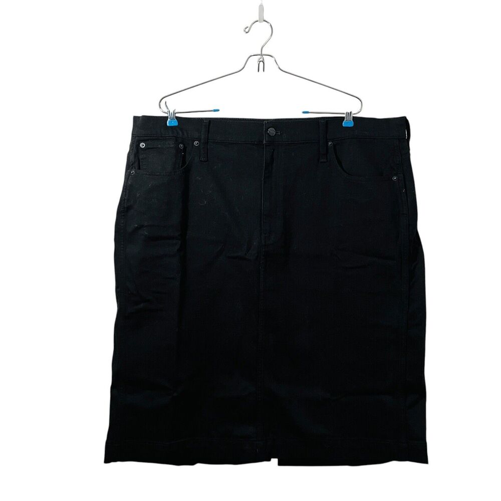 J Crew Skirt Women Size 20 Black Denim Back Slit Pockets New MSRP 98.00 Preppy